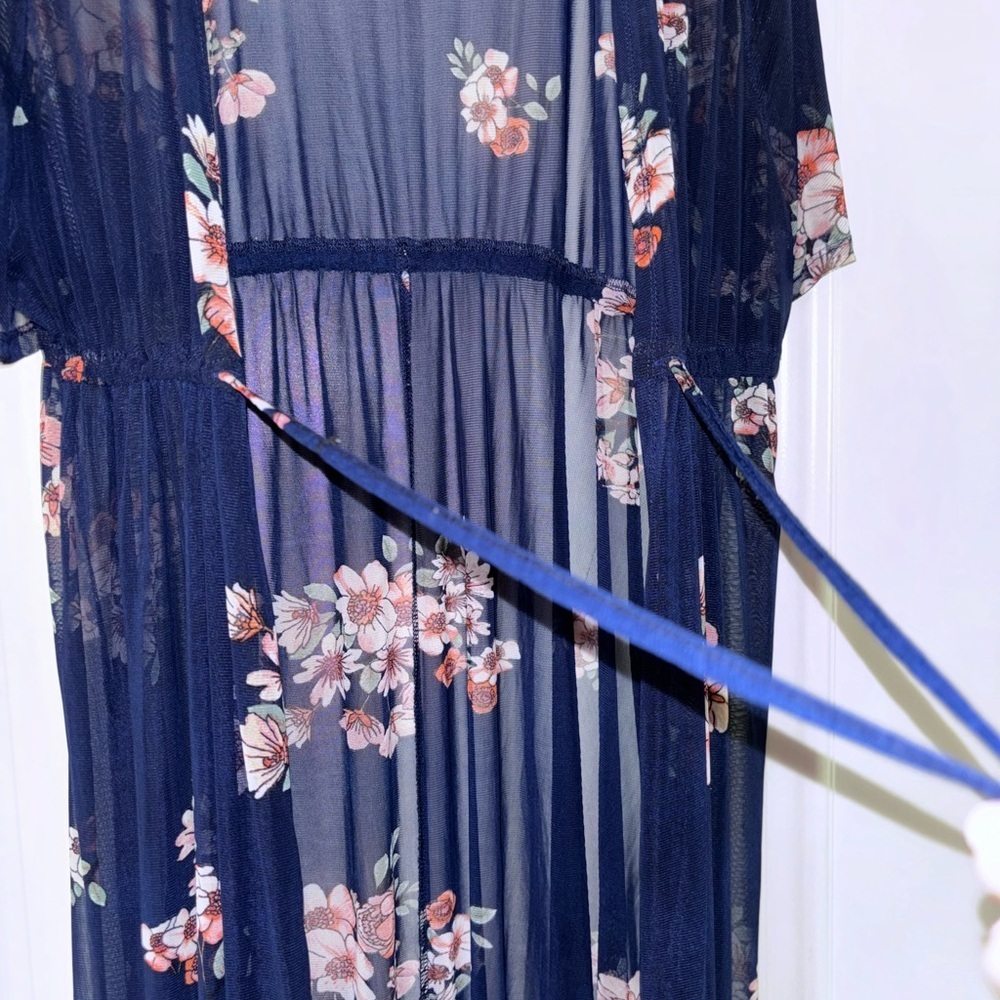 Navy floral bathing suit cover up